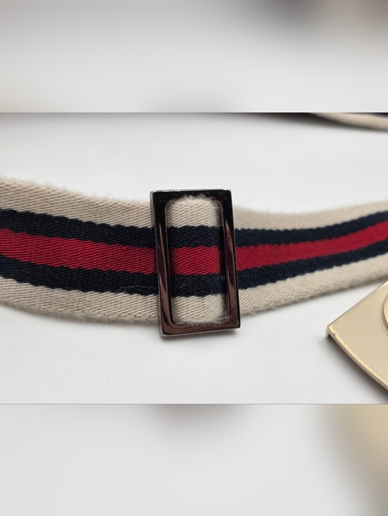 Gucci Red/Green Canvas Web Interlocking G Buckle Belt Size 85/34 main image 5